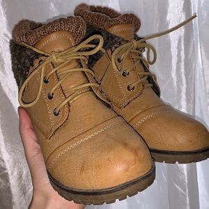 Convertible tan booties